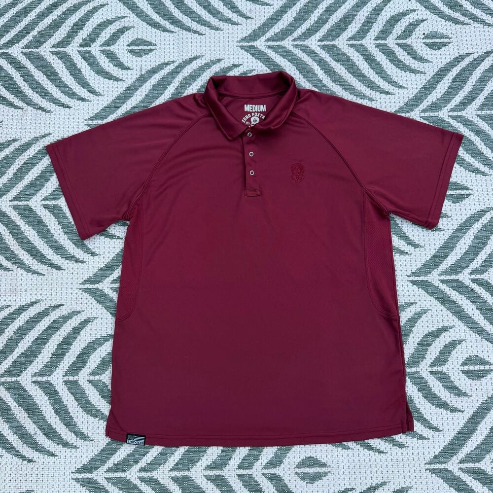Zero Foxtrot Polo Shirt Maroon Performance Tactical Skull Mens Size 2XL
